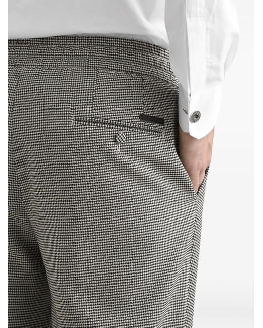 Dolce & Gabbana Gray Houndstooth Pleat-Detail Trousers for men