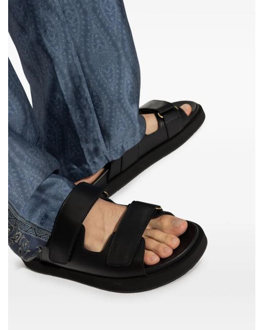 Etro Black Leather Sandals for men