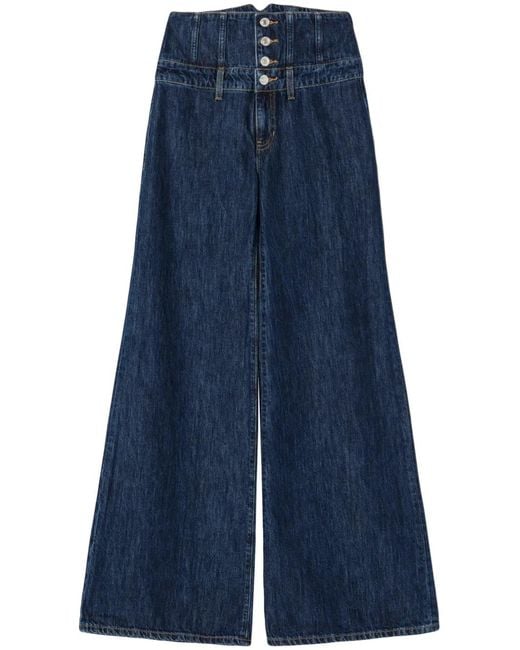 Re/done Blue Corset-Waist Wide-Leg Jeans