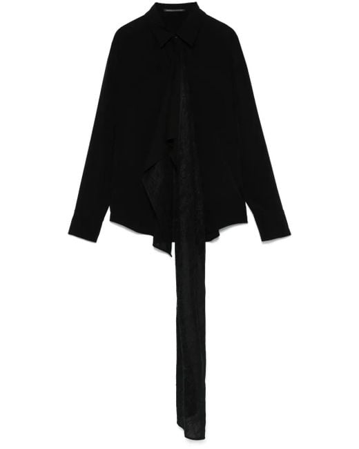 Yohji Yamamoto Black Drape-Panel Shirt