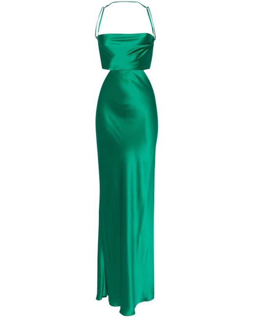 Michelle Mason Green Silk Maxi Dress