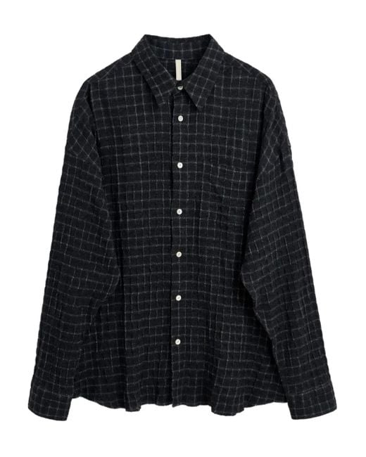 メンズ sunflower グリッドパターン シャツ Black