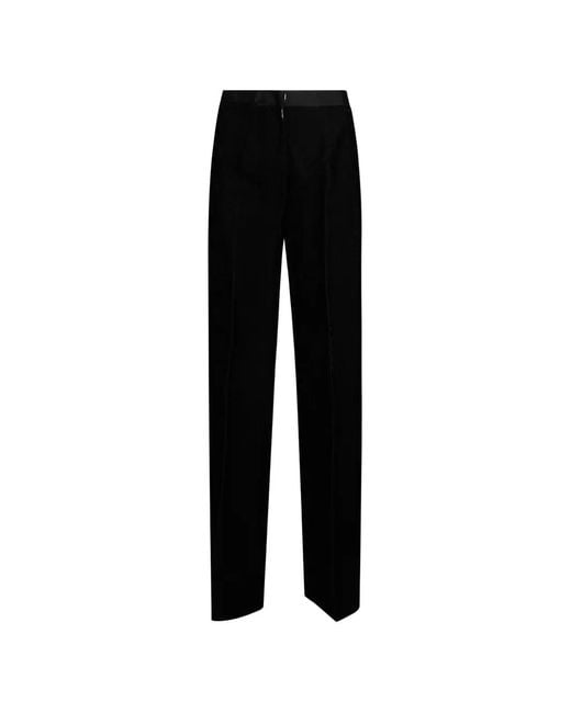 Forte_forte Black Ribbed Velvet High-Waisted Trousers