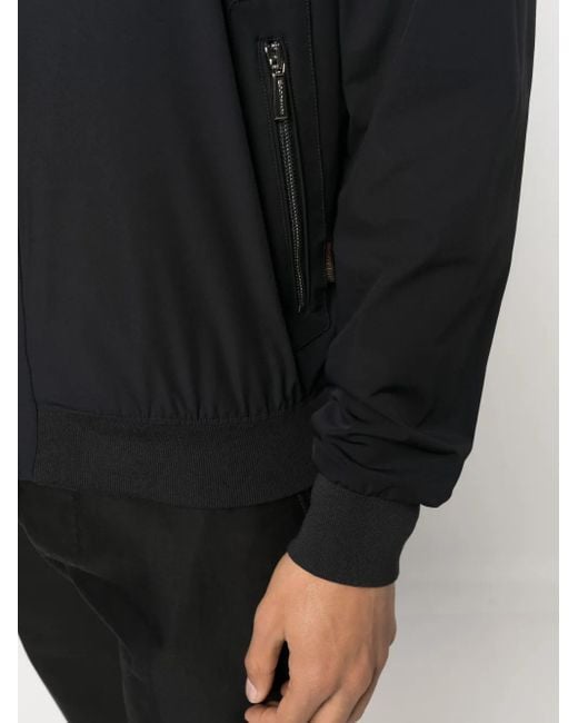 Moorer Black Zip-Up Long Sleeved Bomber Jacket for men
