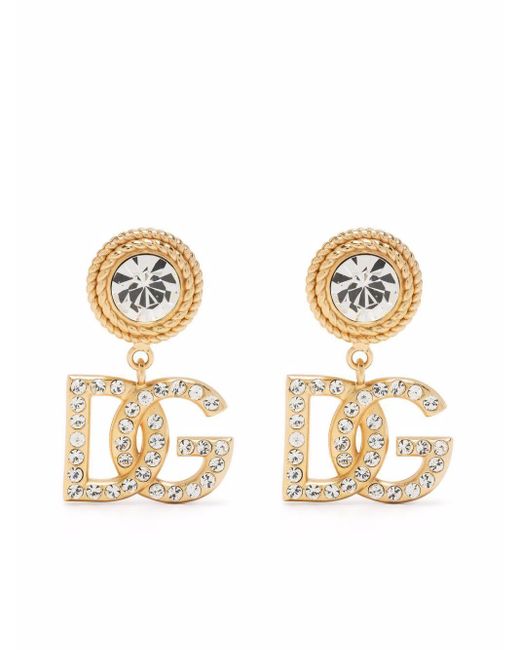 Dolce & Gabbana Metallic Dg Crystal-embellished Earrings