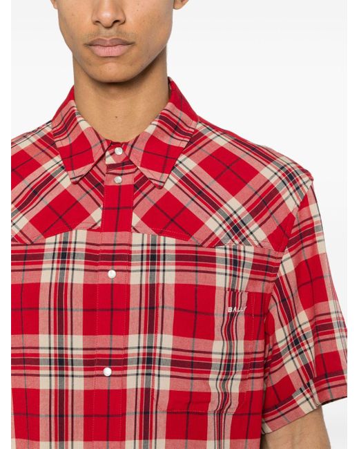 Bally Red Western Plaid-check Shirt for men