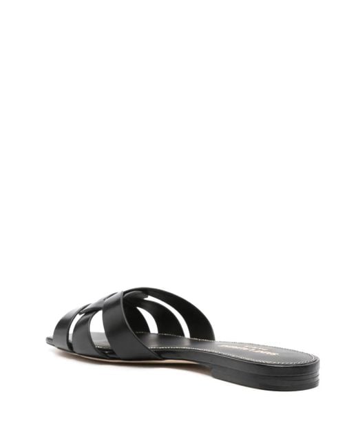Saint Laurent Black Tribute Flat Sandals