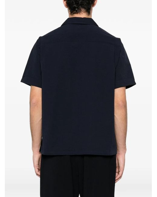 Fursac Black Patch-Pocket Textured Shirt for men