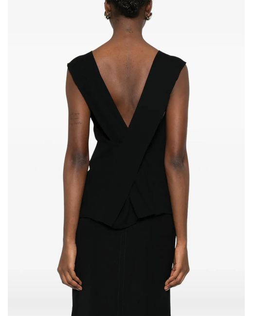Moschino Black Blouse À Design Sans Manches
