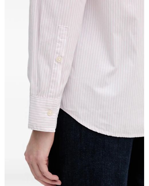 Benetton White Vertical-Stripe Long-Sleeved Shirt