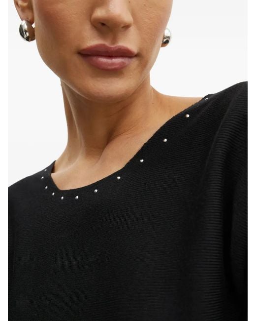 Morgan Black Studded Ribbed Dress