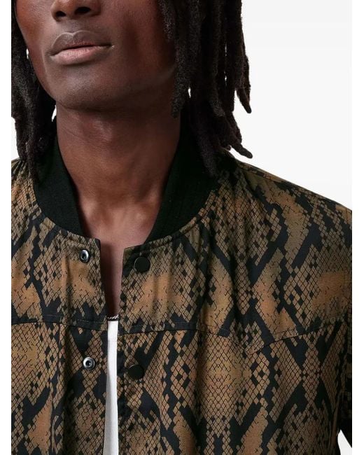 AllSaints Black Ribbed-Collar Reversible Bomber Jacket for men