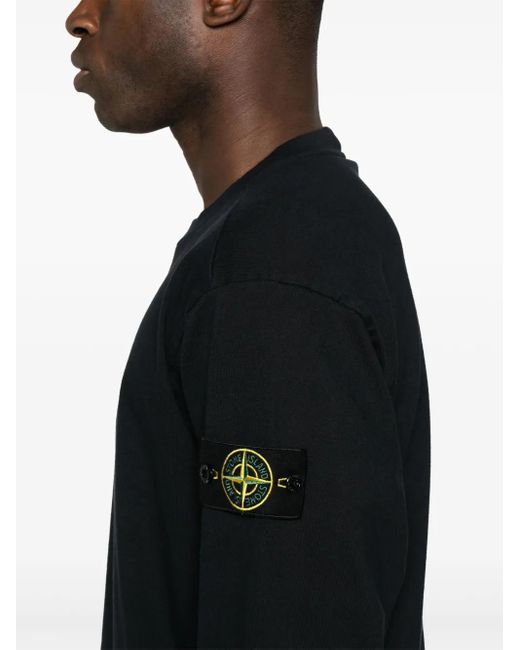 Stone Island Black Compass-Badge Sweatshirt for men