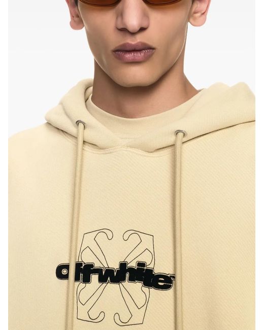 Off-White c/o Virgil Abloh Natural Flocked-Logo Hoodie for men