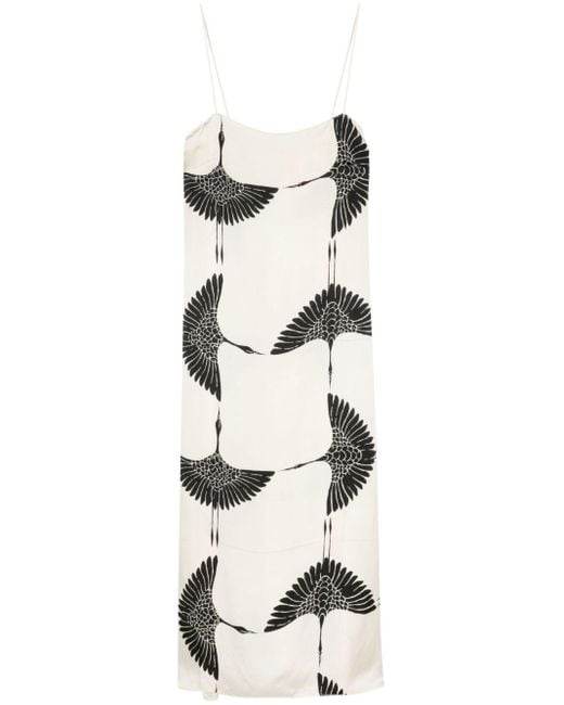 Robe mi-longue à imprimé Sicily Crane Khaite en coloris White