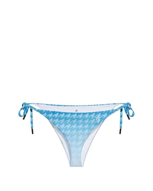 Perfect Moment Blue Houndstooth-Pattern Bikini Bottoms