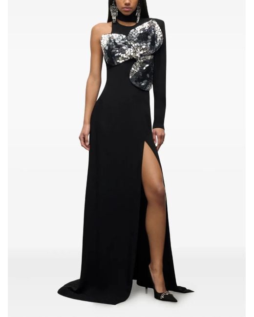 Area Black Embroidered Erystal Gown