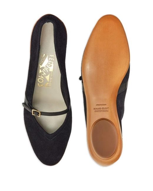 Ferragamo Black Audrey (1954) Suede Ballerinas