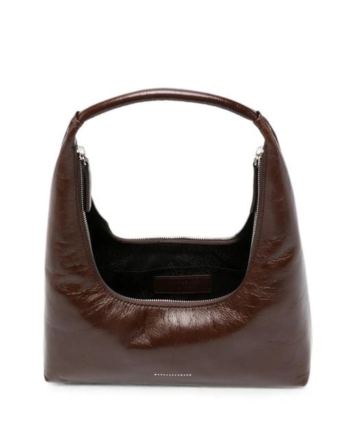 MARGE SHERWOOD Brown Logo-Detail Leather Shoulder Bag