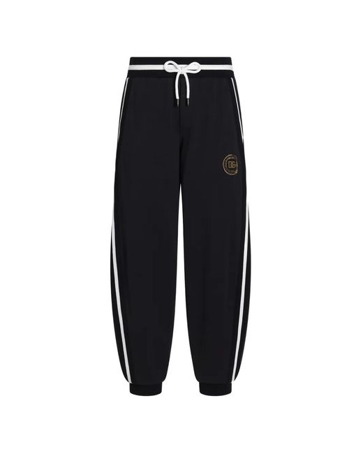 Dolce & Gabbana Blue Cotton Fleece Jogging Trousers for men