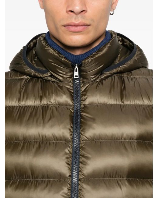 Herno Green Piumino Smanicato Con Cappuccio Sta for men