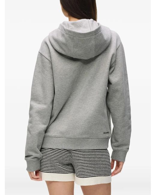 Karl Lagerfeld Gray Hoodie Ikon À Fermeture Zippée