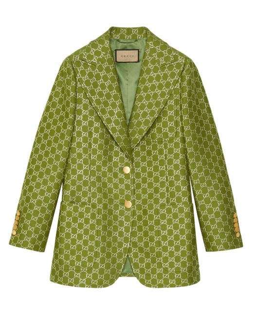 Gucci Green GG Wool Lamé Jacket