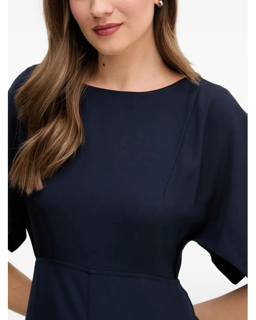 Sandro Ferrone Blue Short-Sleeve A-Line Midi Dress