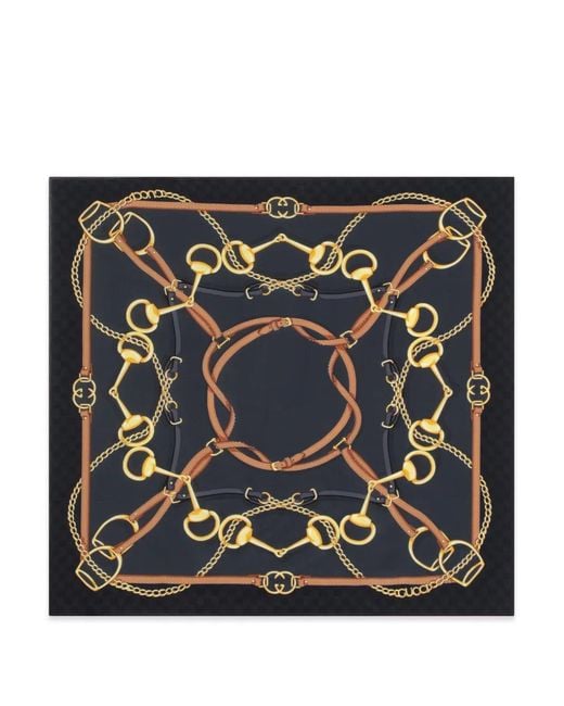 Gucci Black Schal Mit Equestrian-Print