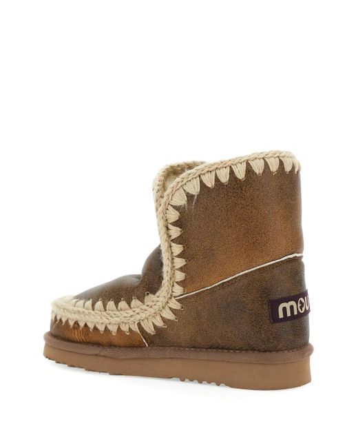 Mou Brown Logo-Patch Leather Boots
