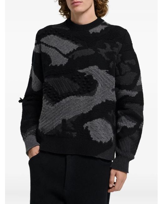 Barrie Black Patterned-Intarsia Sweater for men