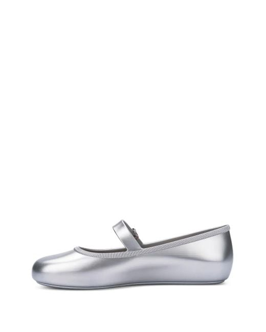Melissa White Soft Buckle-Strap Ballerinas