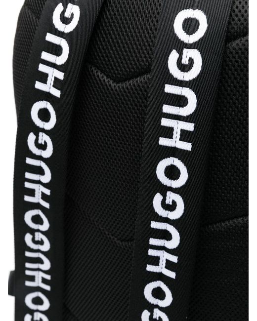 HUGO Black Logo-lettering Backpack for men