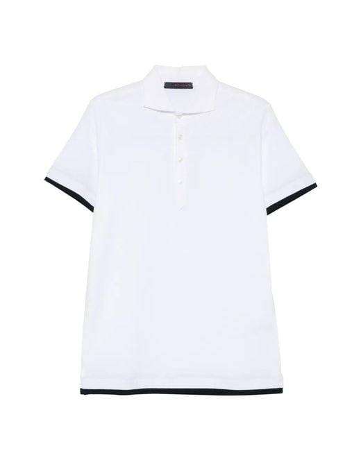 Jeordie's White Contrast-Trim Polo Shirt for men
