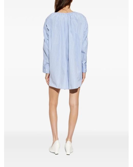 Alexander Wang Blue Striped Off-Shoulder Dress