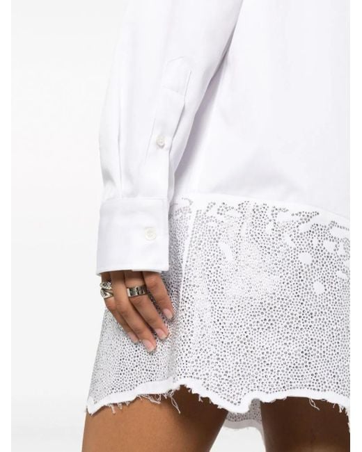 J.W. Anderson White Crystal-Embellished Cotton Shirtdress