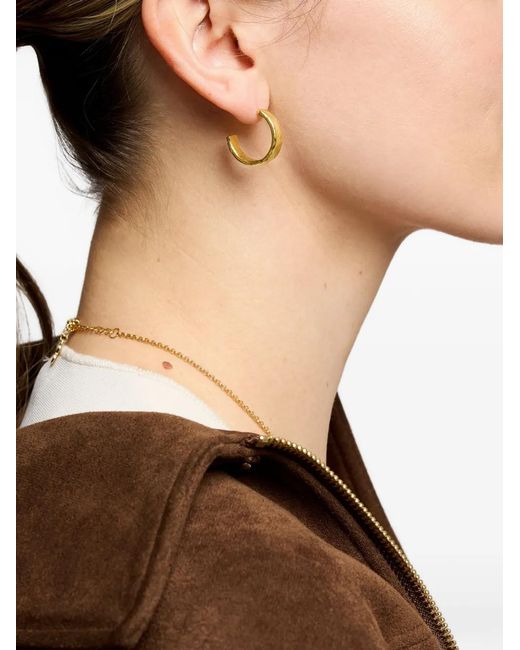 Ottoman Hands Metallic Dela Textured Hoop Earrings