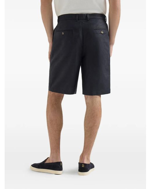 Brunello Cucinelli Blue Pleated Bermuda Shorts for men
