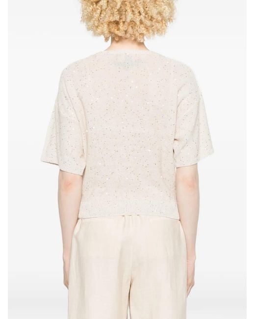 Antonelli White Zagara Sequin-Embellished Top