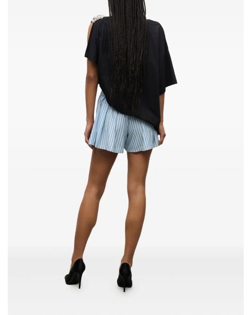 Area Blue Pleated Grommet Shorts