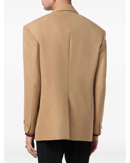 Versace Natural Mélange Wool Double-Breasted Blazer for men
