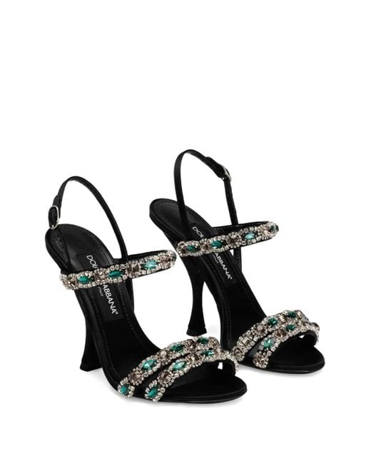 Dolce & Gabbana Black Sandalen Mit Kristallen