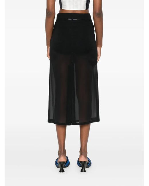 Erika Cavallini Semi Couture Black Button-Detail Midi Skirt