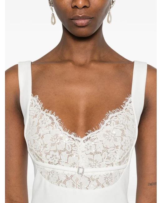Nissa White Lace Midi Dress