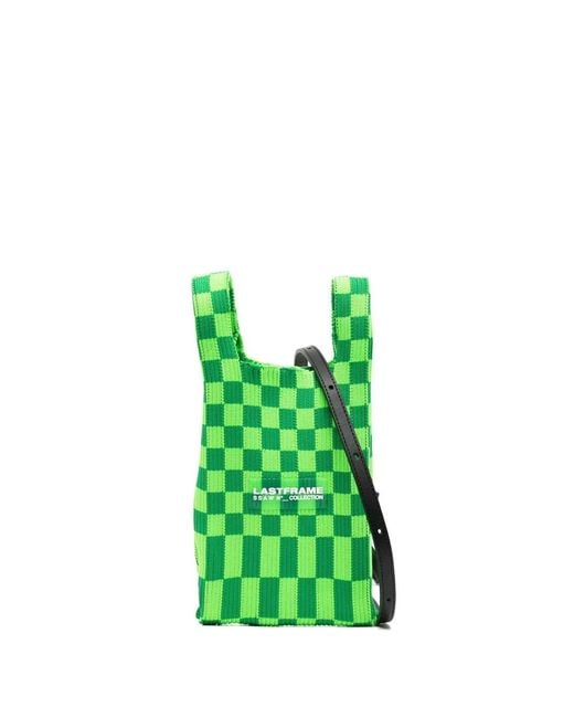LASTFRAME Green Sac Cabas Ichimatsu À Carreaux