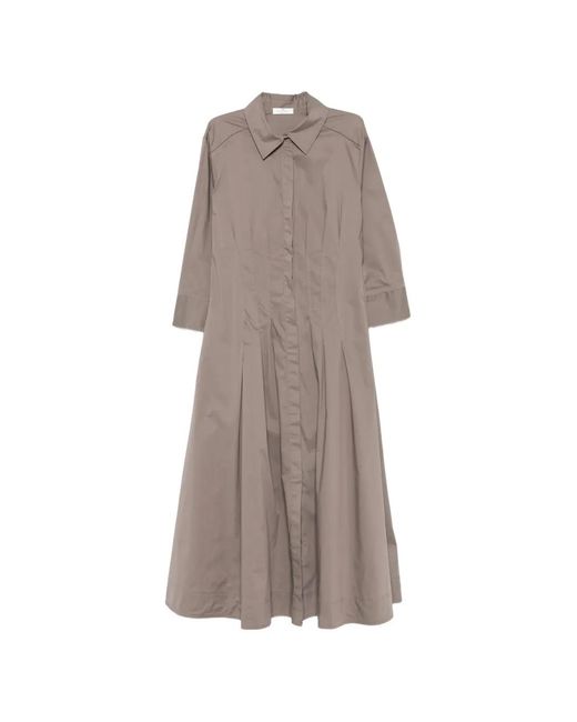 Panicale Gray Pleated Mini Shirt Dress