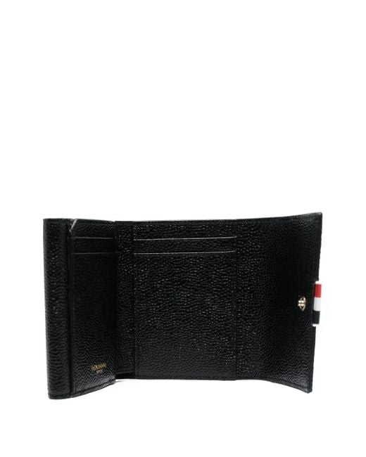 Thom Browne Black Pebble Grain Coin Compartment Small Purse