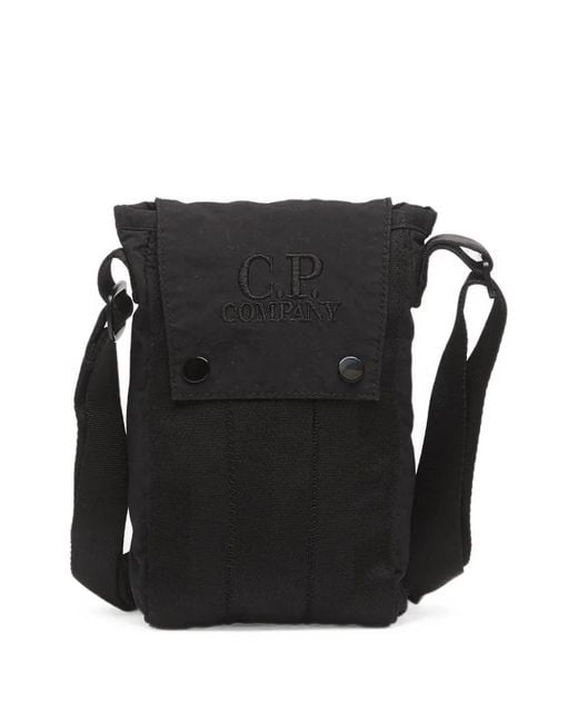C P Company Black Plain Paper Touch Phone Bag