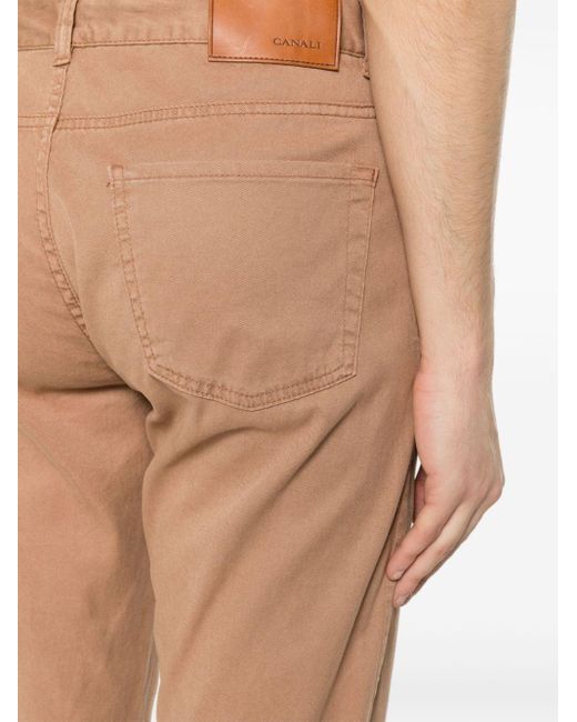 Pantalones capri con cierre de botón Canali de hombre de color Natural