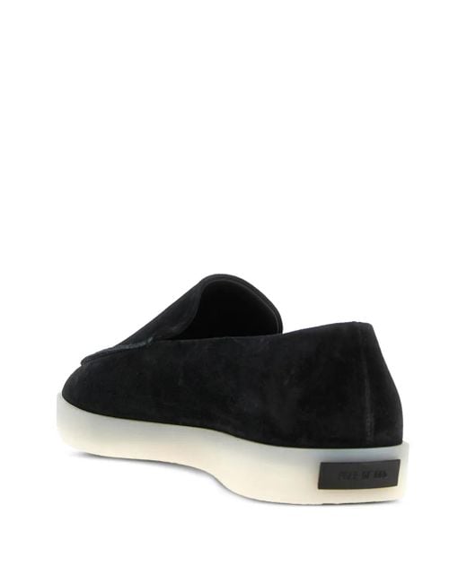 Fear Of God Black Suede Logo-Patch Loafers for men